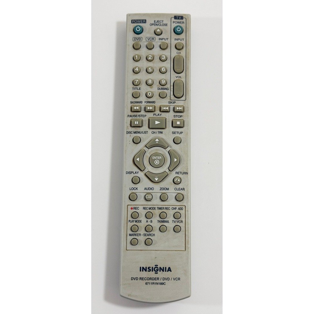 Insignia Remote Control Home Audio OS Silver 6711R1N189C DVD VCR Recorder